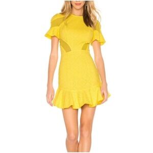 Karina Grimaldi REVOLVE Dress S Yellow Eyelet Lace Mesh Lila‎ Cottagecore Flirty